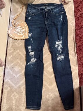 Women's Dark Blue Distressed Skinny Jeans